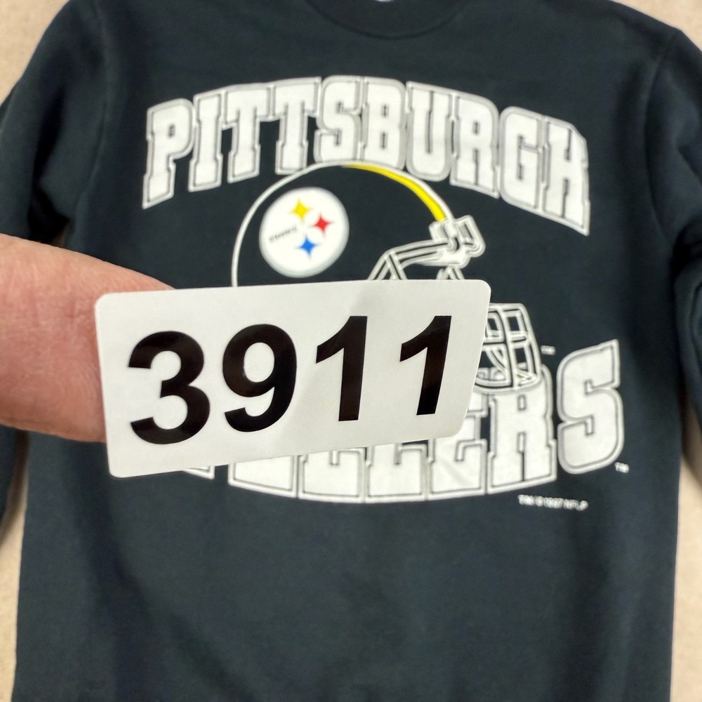Vintage Pittsburgh‎ Steelers Youth Sweatshirt 10/12 Black NFLP 1997 Made USA - Picture 9 of 9